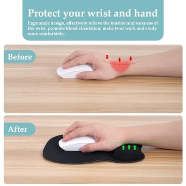 EooCoo Ergonomic Mouse Pad with Wrist Support, Mousepad with Memory Foam Wrist Rest and Non-Slip Base for Computer, Cafe, Home & Office, 9.64 x 8.26 in Office Desk Accessories - Image 6