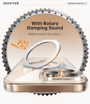 JUESHITUO 3 in 1 for iPhone 16 Pro Max Case, [with Sensitive Camera Control Capture Button] [Non-Yellowing] 360° Rotatable Magnetic Ring Stand with [Rotary Damping Sound] Phone Cover 6.9", Clear - Image 4