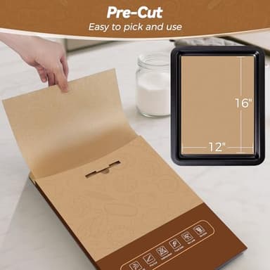 360 Count 12"x 16" Heavy Duty Parchment Paper Sheets for Baking, No-Stick & No-Leak Unbleached Baking Paper, Pre-cut Half Parchment Paper Sheets for Oven, Air Fryer, Microwave - Image 3