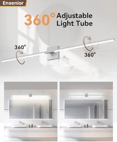 Ensenior Modern Bathroom Vanity Light 48 Inch, Built-in Dimmer, 28W Dimmable 5CCT LED Light Fixture Over Mirror, Baked-on Matte Grey Vanity Lights for Mirror Cabinets Bedroom - FCC & ETL Certificated - Image 5