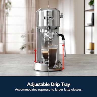 De'Longhi Dedica Duo Compact Espresso Machine - Cold Brew Coffee Maker with Milk Frother Wand- for Espresso, Hot & Iced Coffee, Cappuccinos, Lattes & Home Barista Brewing, Stainless Steel - Image 11