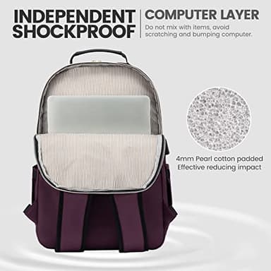 LOVEVOOK Laptop Backpack for Women 15.6 inch,Cute Womens Travel Backpack Purse,Professional Laptop Computer Bag,Waterproof Work Business College Teacher Bag Carry on Backpack with USB Port,Deep Purple - Image 3