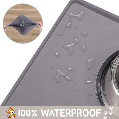 MateeyLife Silicone Cat & Dog Food Mat for Floors Waterproof, Anti-Slip Dog Bowl Mats for Food and Water, Pet Feeding Mats with Lip to Prevent Spills, Pet Placemat for Messy Drinkers to Protect Floors - Image 4
