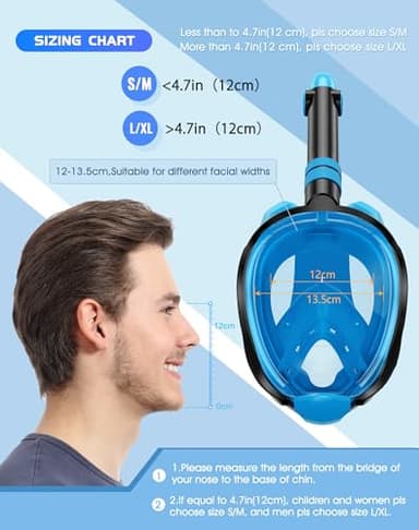 Greatever G2 Full Face Snorkel Mask with Latest Dry Top System,Foldable 180 Degree Panoramic View Snorkeling Mask with Camera Mount,Safe Breathing,Anti-Leak&Anti-Fog - Image 6