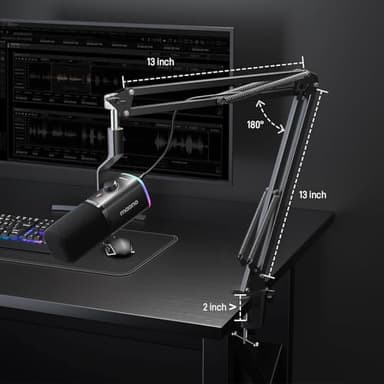MAONO XLR/USB Gaming Microphone Kit: Dynamic PC Mic for Streaming Podcasting, Software Support, Mute Button, Gain Control, RGB Computer Mic with Boom Arm Stand, for Recording, PS4/PS5, PD100XS Black - Image 7