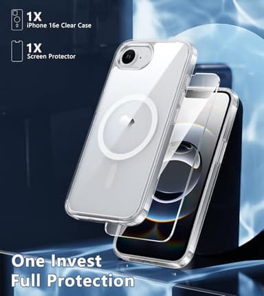 FNTCASE for iPhone 16e Case: Clear Magnetic Rugged Protection | Slim Anti Yellowing Phone Cases | Shockproof Scratch-Resistant Transparent Phone Cover (A-Clear) - Image 3