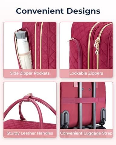 BAGSMART Rolling Laptop Bag Women, Rolling Briefcase for Women, 17.3 Inch with Wheels Computer Bag Rolling Laptop Case for Work Travel Business, Red - Image 4