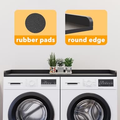 SpaceAid Washer Dryer Countertop, Laundry Wood Shelf Topper with Edge, 54" Width x 27.5" Depth Cover Guard Organizer for Washer and Dryer Laundry Hamper Counter Storage Organization (Black) - Image 7