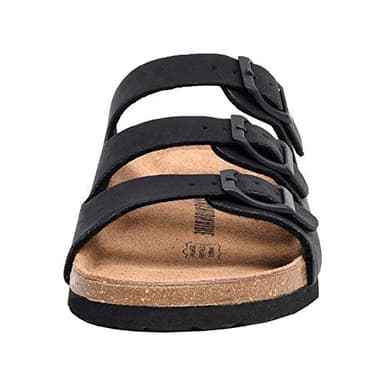 CUSHIONAIRE Lela Slip On Womens Sandals with Vegan Adjustable Straps & Genuine Suede Cork Footbed - Comfortable Memory Foam Sandals for Women 2025, BLACK 8 - Image 3