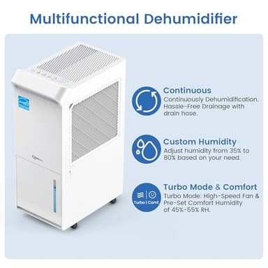 3,200 Sq.Ft Most Efficient Energy Star 2024 Dehumidifier,Vellgoo 36Pint/D Compressor Dehumidifier with Drain Hose, Smart Humidity Control for Basement, Home, Bedroom, Bathroom, Garage - Image 3