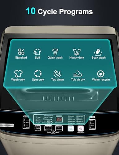 Portable Washing Machine - 2.0 Cu.ft Portable Washer Full-Automatic With LED Display, Compact Washer Ideal for Apartments, Homes, and Dorms, 10 Wash Cycles, Low Noise, IPX4 - Image 2