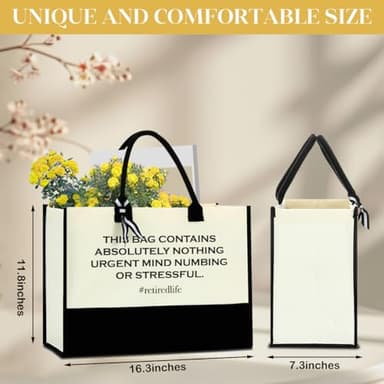 Retirement Gifts for Women Retirement Decorations Shopping Bag Grocery Bag Reusable Tote Bag Appreciation Gifts for Retired Teacher Nurse Coach Going Away Leaving Gift for Coworker Boss - Image 3