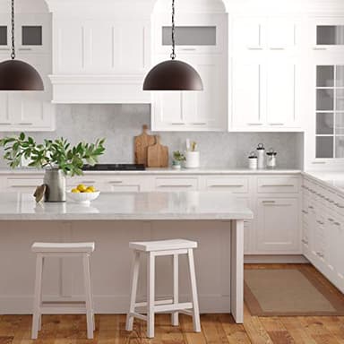 Amazon Basics Solid Wood Saddle-Seat Kitchen Counter Barstool with Footrest, Easy Assembly - 24-Inch Height - White - Set of 2 - Image 2