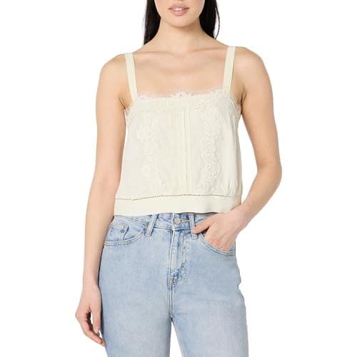 The Drop Women’s Joylin Lace Inset Feminine Top, Ivory, S - Image 1