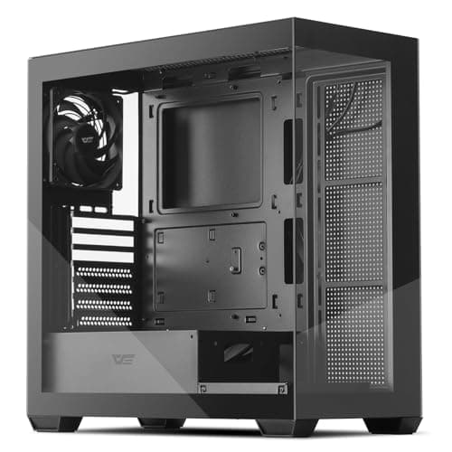 darkFlash ATX Mid-Tower PC Case, Pre-Install 1 Non-LED PWM Fans Computer Case, Full View Dual Tempered Glass Gaming PC Case, Type C Port, Supports up to 360mm Water Cooling Radiator, Black(DS900) - Image 1