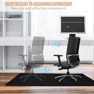 HomeMall Office Chair Mat for Hardwood Floor, 55" x 35" Anti-Slip Mats for Rolling Chair, Large Computer Gaming Chair Mat, Tile Floors Protector for Office Home Gym, Slate Black - Image 3