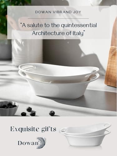DOWAN Large Serving Bowls with Handles, 60 OZ Oval Serving Platter for Turkey, Fruit Salad Serving Dishes for Entertaining, Porcelain Pasta Bowls for Thanksgiving Day, Parties, Set of 2, Soft White - Image 3