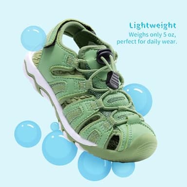 DREAM PAIRS Boys Girls Summer Outdoor Athletic Sport Sandals Walking Hiking Hook and Loop Adjustable Multicolor for Toddler/Little/Big Kids,Size 1 Little Kid,Green,160912-K - Image 4