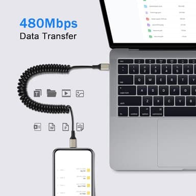 GELRHONR Coiled USB C to USB C Cable, Spring Spiral Type-C Charging Cord, 6A Fast Charging & Sync Data Compatible with A10e A20 A50 A51 A71 S20 S10 S9 S8 Plus S10E Note 20 10 9 (Max 1.5M/4.9Ft) - Image 5