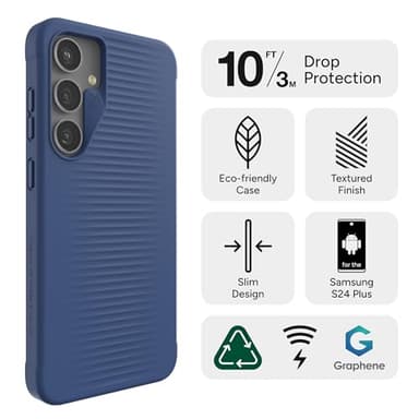 ZAGG Luxe Samsung Galaxy S24+ Case – Graphene-Enhanced, Ultra-Slim, Shock-Resistant, 10ft Drop Protection, Eco-Friendly Design, Wireless Charging Compatible, Noble Blue - Image 3