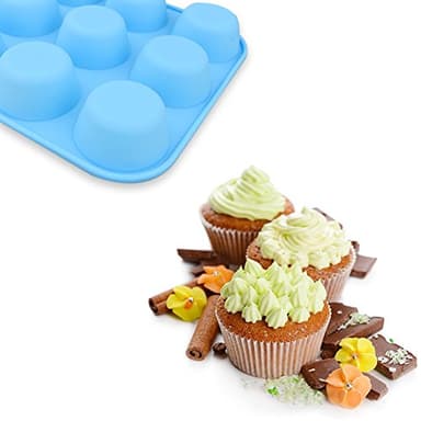 homEdge 12-Cup Silicone Muffin Pan, Pack of 2 Non-Stick Muffin Molds, Baking Pan for Cupcake, Tarts, Egg Bites-Blue - Image 4