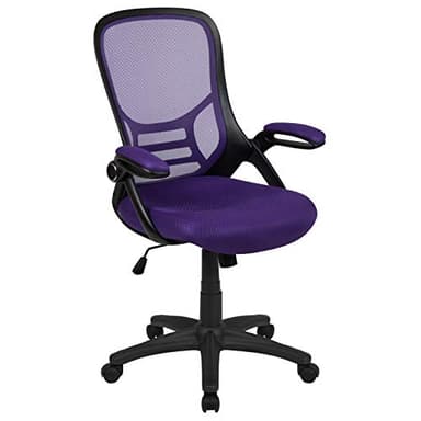 Flash Furniture Porter High-Back Swivel Office Chair with Adjustable Lumbar Support and Seat Height, Ergonomic Mesh Desk Chair with Flip-Up Armrests, Purple/Black - Image 1