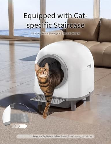 Automatic Cat Litter Box Self Cleaning,Smart Litter Box with 10 Safety Sensor Radars,100L Electric Cat Litter Boxes with Stairs for Multiple Cats,APP-Control,Advanced Odor Control OMCPET (White) - Image 8