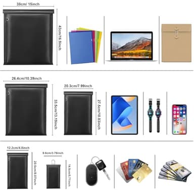yaokvide Large Faraday Bags- 5 Pack Faraday Cages for Laptops & Tablets & Phones & Car Keys, Faraday Key Fob Protector, Fireproof & Waterproof Anti-theft Signal Blocking Pouch - Image 2