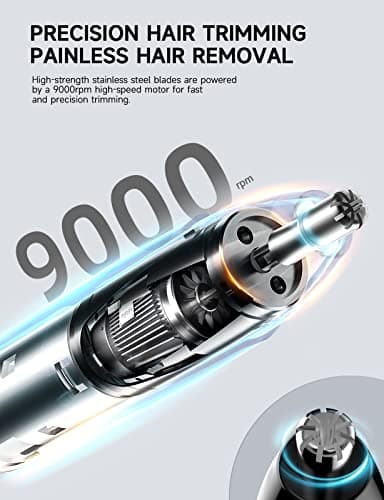 Rechargeable Ear and Nose Hair Trimmer - 2025 Professional Painless Eyebrow & Facial Hair Trimmer for Men Women, Powerful Motor and Dual-Edge Blades for Smoother Cutting Black - Image 4