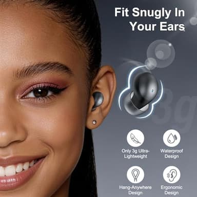 2026 Sleep Earbuds Bluetooth 6.0 in Ear, Mini Sleep Headphones with Sleep Monitor and APP, Small Earplugs for Side Sleepers, 48H Playtime Sleep Earphones with Sleep Mode, Personal Alarm, Black - Image 4