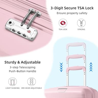LARVENDER Luggage Sets 5 Piece with Duffel Bag Expandable(Only 28 inch) Hardside PP Carry On Luggage with 360° Spinner Wheels TSA Lock Luggage Sets for Women, Orchid Pink - Image 5