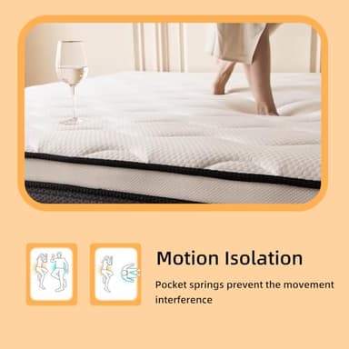 Review Full Mattresses, 10 Inch Full Size Mattress in a Box, Memory Foam Hybrid Mattress with Individual Pocket Spring Coils for Motion Isolation & Silent Sleep, Pressure Relief, Plush Firmness - Image 5