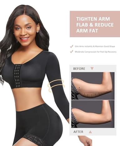 FeelinGirl Upper Arm Compression Sleeve Post Surgery Posture Corrector Tank Top Arm Slimmer Shapewear Black M - Image 4