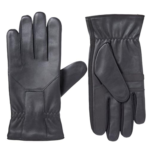 isotoner Men's Water Repellent Lined Genuine Leather Touchscreen Gloves - Image 1