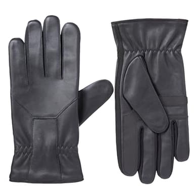isotoner Men's Water Repellent Lined Genuine Leather Touchscreen Gloves - Image 1