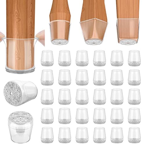 BALEINE 32 Pack Silicone Chair Leg Floor Protectors, Stool Leg Protectors Cap, Non-Slip Chair Leg Caps for Hardwood Floors (Clear & Small, 32 Pack) - Image 1