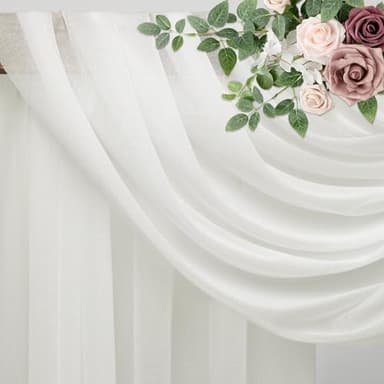 Xiomot Wedding Arch Draping Fabric 1 Panel 28.7" x 20FT Ivory Sheer Chiffon Backdrop Drapes for Wedding Ceremony Birthday Party Bridal Shower Outdoor Decoration - Image 6