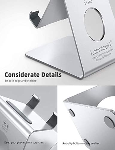 Lamicall Cell Phone Stand, Desk Phone Holder Cradle, Compatible with Phone 12 Mini 11 Pro Xs Max XR X 8 7 6 Plus SE, All Smartphones Charging Dock, Office Desktop Accessories - Silver - Image 6