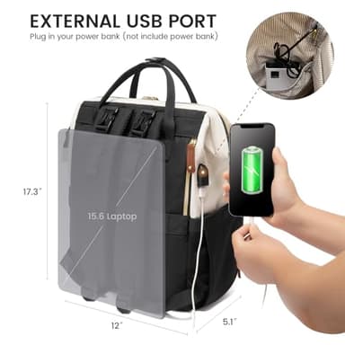 LOVEVOOK Diaper Bag Backpack, Baby Bag with Changing Station, Large Diaper Backpack for Mom Dads, Waterproof Mommy Bag for Boy and Girl, Travel Essential Baby Shower, Black-Beige - Image 5