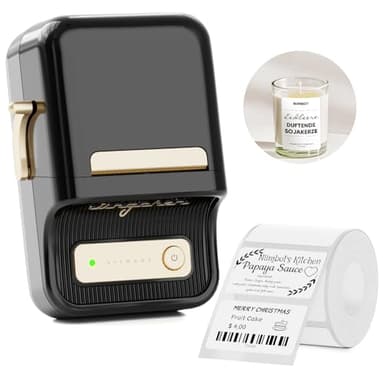 NIIMBOT B21 Inkless Label Maker, Portable Thermal Label Printer for Clothing, Address, Business, Compatible with iOS & Android, with 1 Pack 50x30mm White Label, Black - Image 1
