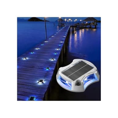 12Pack Solar Deck Lights Driveway Dock Light, 12 Color Modes Led IP67 Waterproof Outdoor Warning Step Lights for Driveway Sidewalk Garden Pathway Yard[Strobe/RGB/Fix-Color] - Image 1