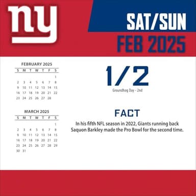 Turner Sports New York Giants 2025 Box Calendar (25998053050) - Image 3