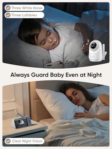 bonoch 1440p Baby Monitor with Camera and Audio, Smart No WiFi Baby Camera, 5.5" Video Monitor, AI Crying/Motion/Turn Over Detect, 240h Lasting, Hack Proof, Auto Night Vision, VOX Mode, White Noise - Image 8