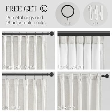 Topfinel Extral Wide Curtains, Pinch Pleated 100% Blackout Linen Drapery Panels with Hooks, Pinch Pleat Drapes for Patio Sliding Door Large Window Living Room Track, 72" Wx96 L 1 Panel - Image 4