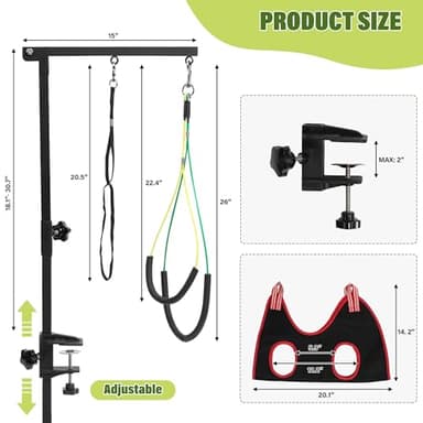 Dog Grooming Arm with Pet Grooming Hammock, getlstub 35" Pet Grooming Table Arm with Adjustable No Sit Haunch Holders, Dog Grooming Stand with Loop Noose for Small and Medium Pets - Image 6