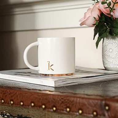 COLLECTIVE HOME - Monogram Ceramic Mugs, 15 oz Golden Initial Coffee Cups, Elegant Alphabet Tea Mugs, Elegant Personalized Mug with Gift Box, Luxurious Cups for Office and Home (k) - Image 3