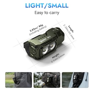 WUBEN E7 1800 Lumen Rechargeable Mini Flashlight with Magnet - Super Bright 6 Modes ArmyGreen EDC Flashlight, Typ-C Rechargeable LED; IP68 Pocket Flashlight for Headlamp Use, Rescue, Camping - Image 6