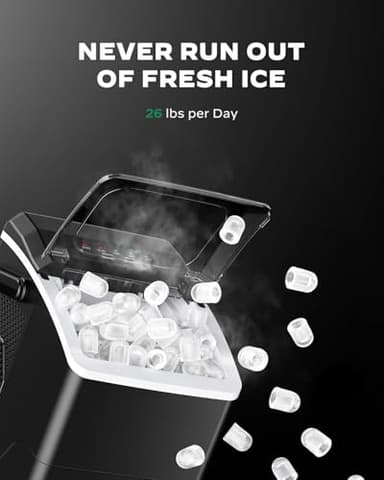 Marsail Ice Makers Countertop, 26 lbs per Day, Fast Ice in 6 Minutes, Self-Cleaning Ice Maker, Compact Countertop Ice Machine for Home, Kitchen/Office/Parties - Image 4