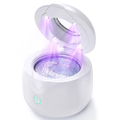 CXRUY Ultrasonic Retainer Cleaner - UV Dental Cleaning Pod Night Guard Cleaner for Dentures, Aligner, Braces, Toothbrush Heads, Jewelry (White) - Image 1
