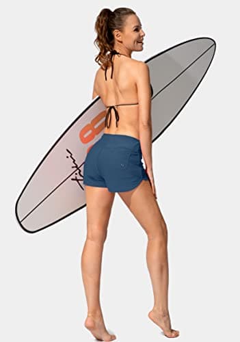 Jarvanv Women's Swim Shorts with Pockets High Waisted Tummy Control Board Swimsuit Bathing Shorts for Women with Liner Swim Bottoms(Dark Blue,XXL) - Image 6